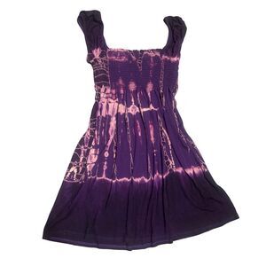 Purple Acid Wash Alt Western Fairy Grunge Cottagecore Boho Babydoll Dress S